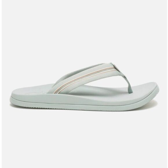 Chaco Womens Chillos Flip Flop Sandals Slip On Stripe Strap Sadie Aqua Gray Size - Picture 1 of 6